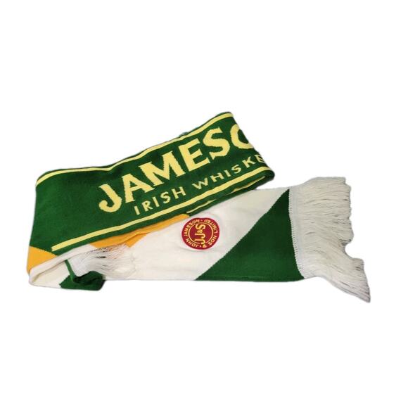 JOHN JAMESON & SON LIMITED IRISH WHISKEY SCARF Promo 7" X 58" White Green - Picture 1 of 6